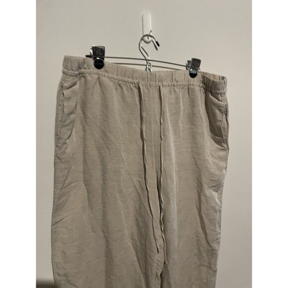 H&M Women's Wide‎ Leg Casual Pants, Light Khaki, XL Linen Blend - Picture 2 of 6